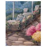 LR - Oil Painting H. Nordby Signed Floral Garden Landscape