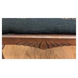 LR - Vintage Needlepoint Footstool Ottoman Carved Wood