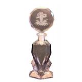 K - Vintage Art Deco Perfume Bottle - Purple Glass Faceted Decorative Bottle