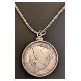 DR - Antique 1862 Seated Liberty Silver Half Dollar Necklace