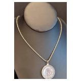 DR - Antique 1862 Seated Liberty Silver Half Dollar Necklace
