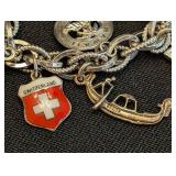 DR - Vintage Charm Bracelet Silver Tone Sterling Silver & Gold Filled Charms 7.5in