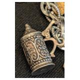 DR - Vintage Charm Bracelet Silver Tone Sterling Silver & Gold Filled Charms 7.5in
