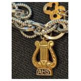 DR - Vintage Charm Bracelet Silver Tone Sterling Silver & Gold Filled Charms 7.5in