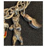 DR - Vintage Charm Bracelet Silver Tone Sterling Silver & Gold Filled Charms 7.5in