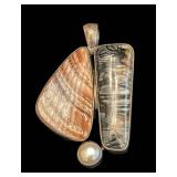 DR - Sterling Silver Pendant Shell and Picasso Jasper with Pearl