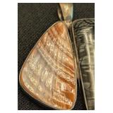 DR - Sterling Silver Pendant Shell and Picasso Jasper with Pearl