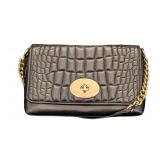 DR - Coach Alexa Turnlock Clutch Black Crocodile-Embossed Leather
