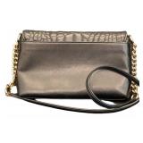 DR - Coach Alexa Turnlock Clutch Black Crocodile-Embossed Leather