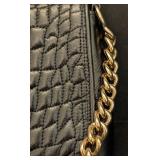 DR - Coach Alexa Turnlock Clutch Black Crocodile-Embossed Leather