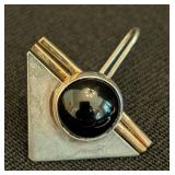 DR - Modernist Sterling Silver Onyx Earrings & Pendant Set