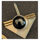 DR - Modernist Sterling Silver Onyx Earrings & Pendant Set