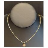 DR - 14K Gold Box Chain Pendant Necklace With Monogram Pendant