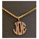 DR - 14K Gold Box Chain Pendant Necklace With Monogram Pendant