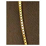 DR - 14K Gold Box Chain Pendant Necklace With Monogram Pendant