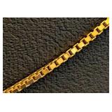 DR - 14K Gold Box Chain Pendant Necklace With Monogram Pendant