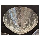 K - Vintage Etched Glass Pitcher, Decanter & Glasses Set