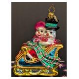 K - Christmas Ornament Christopher Radko Snowman Couple Sleigh Boxed