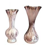 K - Amethyst Slag Glass Bud Vases (Lot of 2)
