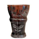 K - Vintage Amethyst Glass Sterling Overlay Console Bowl & Tumblers (Lot of 3)