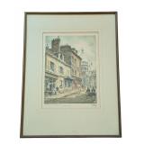 K - Framed Vintage Etching Barday Signed Paris La Place Du Tertre Et La Sacre Coeur