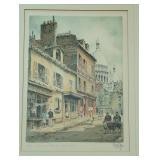 K - Framed Vintage Etching Barday Signed Paris La Place Du Tertre Et La Sacre Coeur