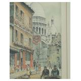 K - Framed Vintage Etching Barday Signed Paris La Place Du Tertre Et La Sacre Coeur