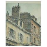 K - Framed Vintage Etching Barday Signed Paris La Place Du Tertre Et La Sacre Coeur