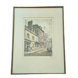 K - Framed Vintage Etching Barday Signed Paris La Place Du Tertre Et La Sacre Coeur