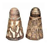 K - Vintage Sterling Silver & Glass Salt & Pepper Shakers Pair