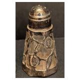 K - Vintage Sterling Silver & Glass Salt & Pepper Shakers Pair