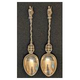 DR - Antique British Sterling Silver Souvenir Spoons Pair