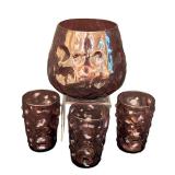 K - Mid-Century Empoli-Style Purple Glass Centerpiece Set (Lot of 4)