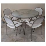 G - Patio Table Set Glass Top With 4 Chairs