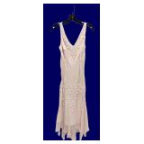 LLR - Beaded Cream Silk Dress - Scala Size Large