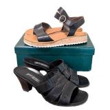LLR - Paul Green Tippi Ankle Strap Platform Wedge Sandals Size & Paul Green Leather Heeled Slide Sandals