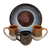 O - Stoneware Mug & Platter Mixed Lot