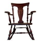 LBR1 - Antique Windsor Style Rocking Chair Dark Mahogany