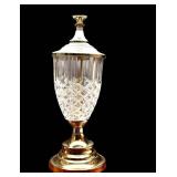 LBR1 - Vintage Table Lamp Crystal & Brass Base