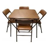 LLS - Vintage Folding Table & 4 Chairs Cosco Home Products Brown Vinyl Set