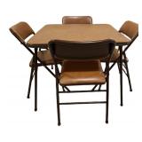 LLS - Vintage Folding Table & 4 Chairs Cosco Home Products Brown Vinyl Set