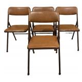 LLS - Vintage Folding Table & 4 Chairs Cosco Home Products Brown Vinyl Set