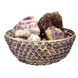 LLFR - Amethyst Crystal Collection in Glass Basket & Bowl (Lot of 6)