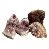 LLFR - Amethyst Crystal Collection in Glass Basket & Bowl (Lot of 6)