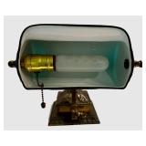 LLFR - Bankers Lamp Emerald Green Glass Shade Metal Base