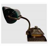 LLFR - Bankers Lamp Emerald Green Glass Shade Metal Base