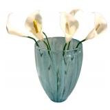 LLFR - Glass Vase With Faux Lilies & Painted Glasses Mixed Lot
