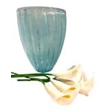LLFR - Glass Vase With Faux Lilies & Painted Glasses Mixed Lot