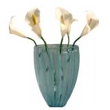 LLFR - Glass Vase With Faux Lilies & Painted Glasses Mixed Lot