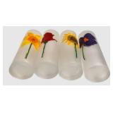 LLFR - Glass Vase With Faux Lilies & Painted Glasses Mixed Lot
